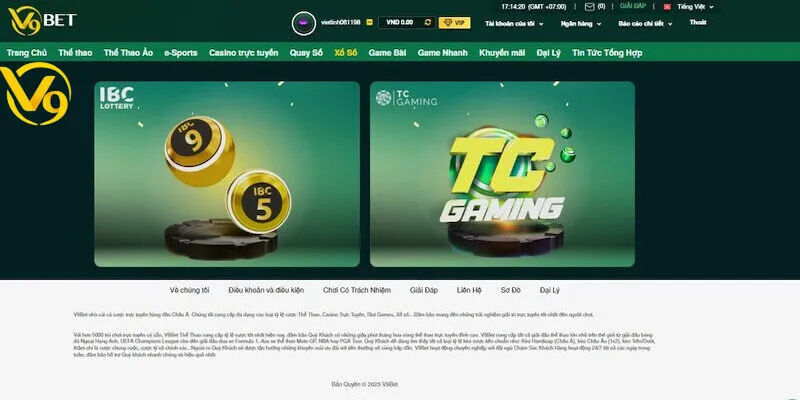 Giới thiệu về sảnh chơi Xổ số V9bet